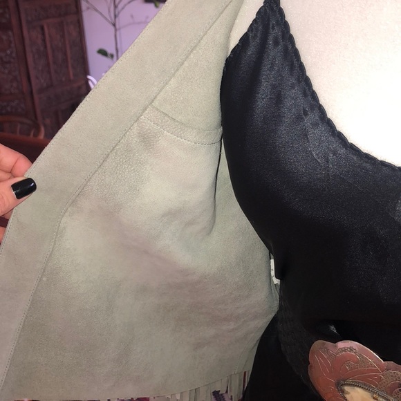 Suede Fringe Jacket. Dove grey S - Picture 6 of 10